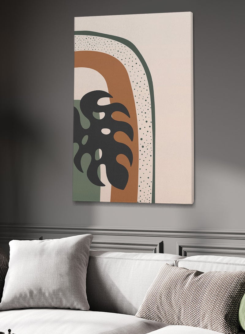 LOWHA Framed Canvas Wall Art Stretched Over Wooden Frame with Leaf Abstract Painting - Image 2