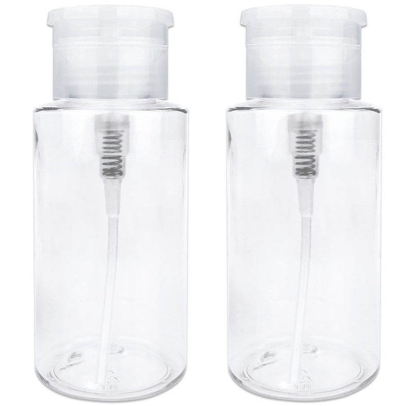 Pana PANA 10oz. (Quantity: 2 Pieces) Liquid Push Down Pump Dispenser Empty Bottle with Flip Top Cap (Clear) 