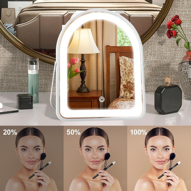 مرآة زينة قابلة لإعادة الشحن YEKKOPT مع أضواء، مرآة مكياج LED مقوسة 10×8 بوصة مع أضواء، تحكم ذكي باللمس قابل للتعتيم مع 3 أوضاع إضاءة، مرآة مضيئة لغرفة النوم والمكتب وغرفة الملابس، هدية للنساء - Image 5