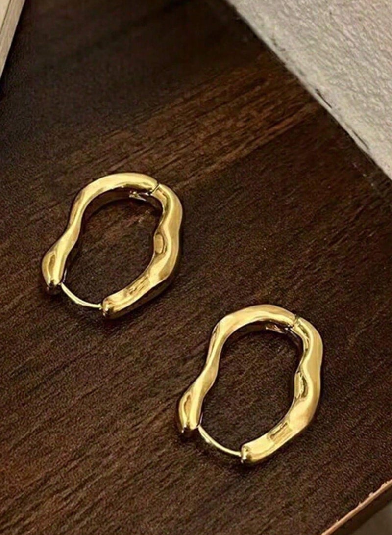 Dangle Charms Elegant Gold Plated Hoop Earrings For Women - Image 2