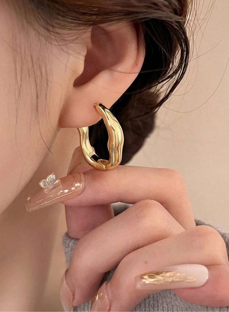 Dangle Charms Elegant Gold Plated Hoop Earrings For Women - Image 1