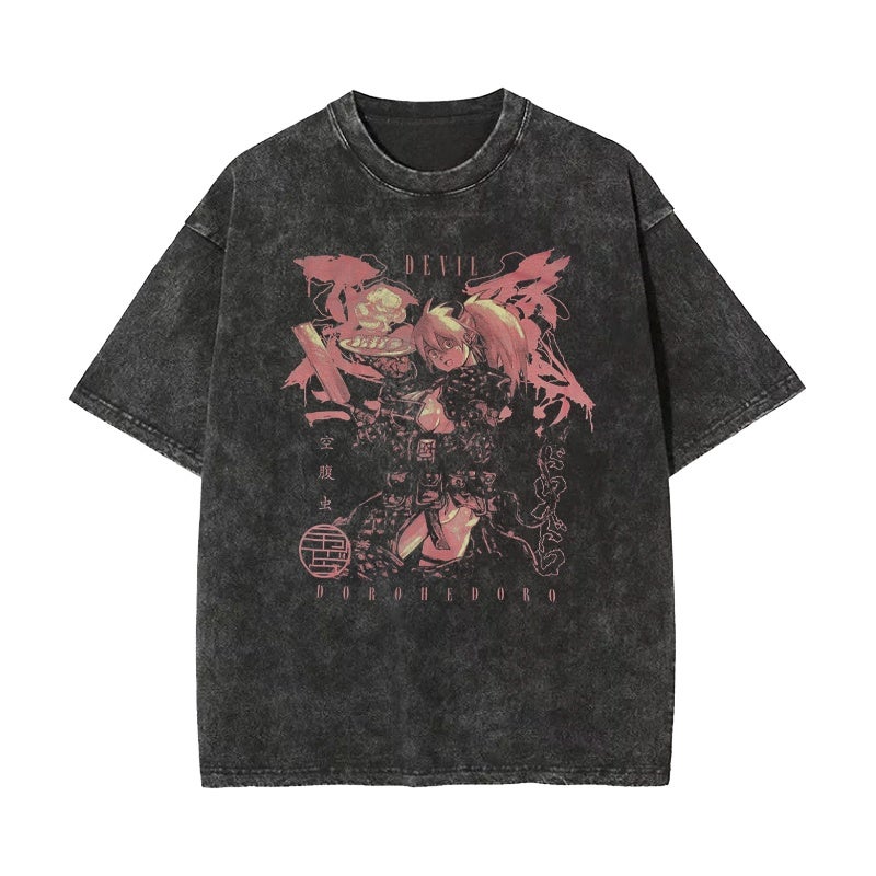 Alien magical urban anime short-sleeved T-shirt pure cotton printed loose retro long-sleeved versatile men's undershirt t-shirt trendy - Image 2