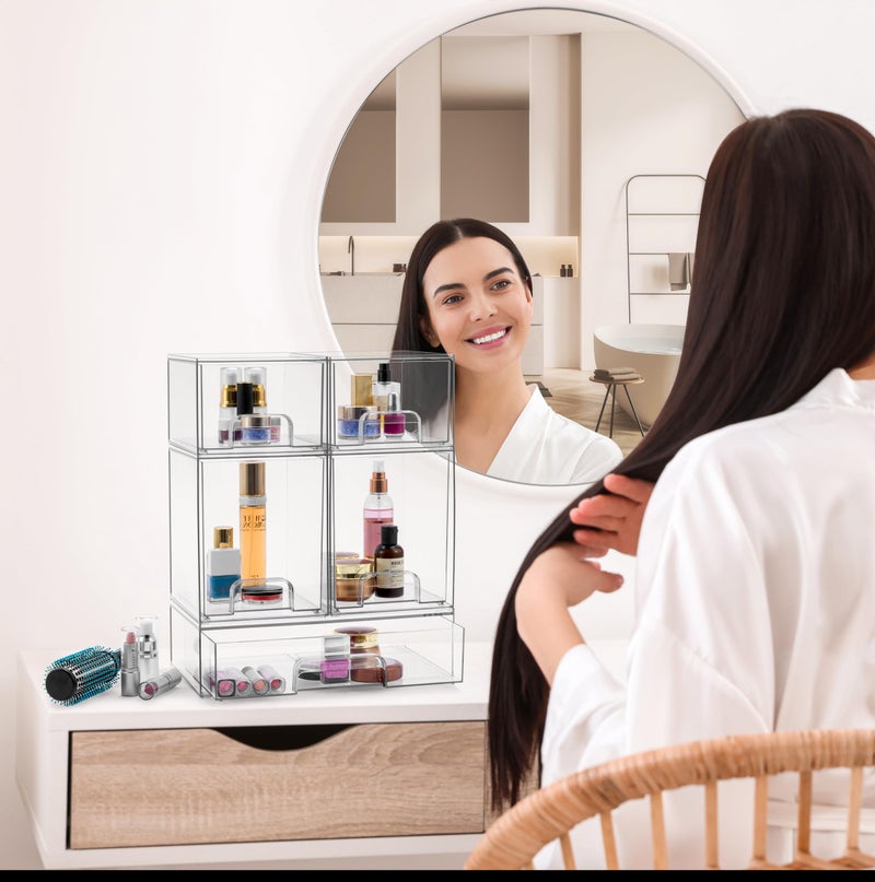 Sorbus Acrylic Storage Containers - 2 Pack, Stackable Storage Bins Set for Bathroom Organization - Clear Acrylic Drawer Organizers - Makeup Case Pull-Out Drawers (12.1’’ Wide) - Image 3