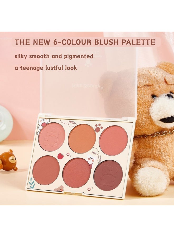 Joyeworld 6 Colors Blushes Palette,Pearlescent Pressed Powder Blush-Nude Natural -Orange & Plum & Dried Rose Combo Palette - Image 2