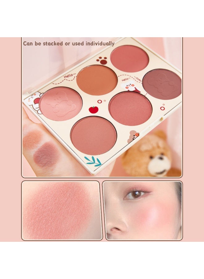 Joyeworld 6 Colors Blushes Palette,Pearlescent Pressed Powder Blush-Nude Natural -Orange & Plum & Dried Rose Combo Palette - Image 5