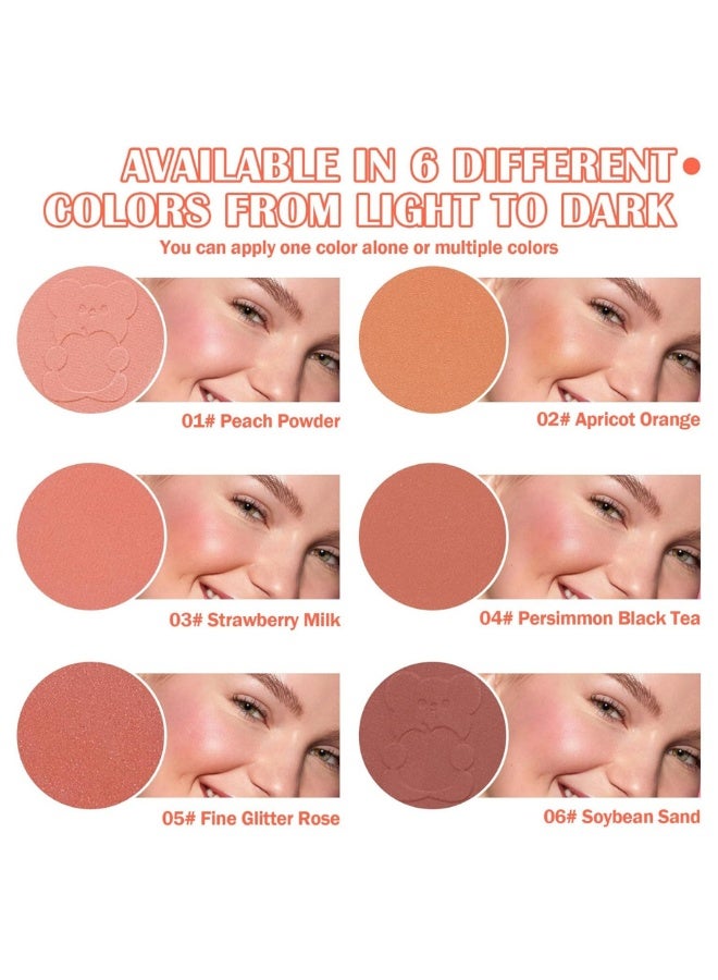 Joyeworld 6 Colors Blushes Palette,Pearlescent Pressed Powder Blush-Nude Natural -Orange & Plum & Dried Rose Combo Palette - Image 3