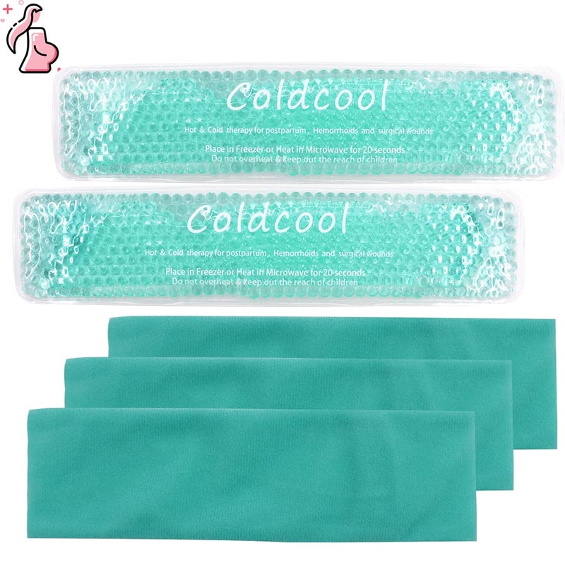 Coldcool Perineal Cold Packs, Reusable Perineal Cooling, Pad Postpartum and Hemorrhoid Pain Relief, Hot & Cold Packs for Women After Pregnancy and Delivery(2 Pcs+3 Washable Sleeves/10X2.4in) - Image 1