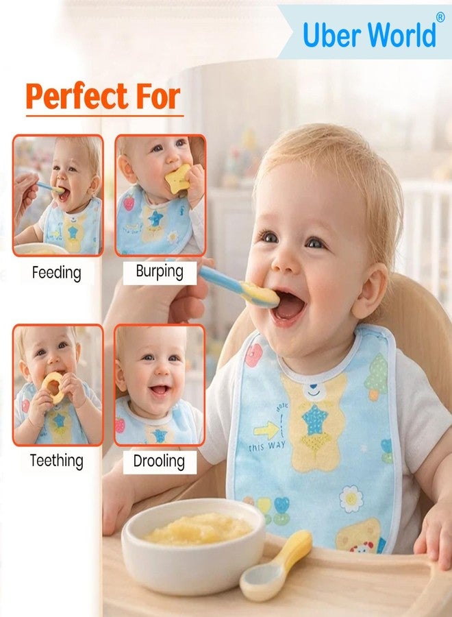 Uber World Baby Bibs for Feeding & Drooling | Two-Layer Waterproof | Soft Velvet Top Layer | Quick Dry | Cute Prints | Multi Color | Pack of 3 - Image 2