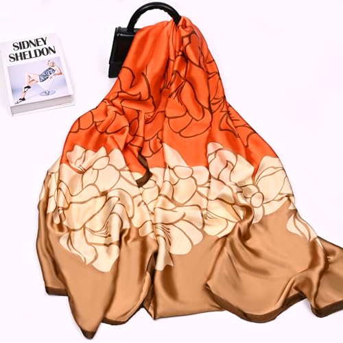 FINIZO Mulberry Silk Feeling Long Scarf for Women Large Shawls for Headscarf and Neck Sunscreen Shawls - Image 4