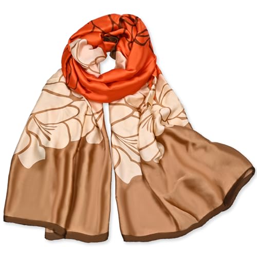 FINIZO Mulberry Silk Feeling Long Scarf for Women Large Shawls for Headscarf and Neck Sunscreen Shawls - Image 1