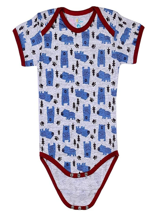 Sofie & Sam Premium Cotton 1 Pc Baby Romper Half Sleeves (9-12) Months - Bear/Blue - Image 1