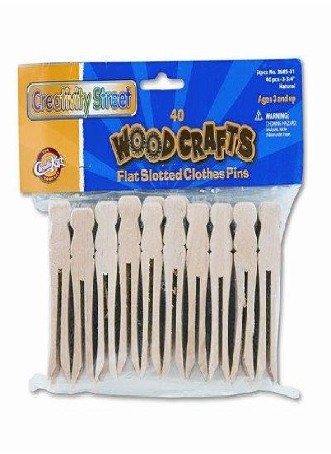 Creativity Street - Flat Wood Slotted Clothespins, 3-3/4 Length, 40 Toothpicks per Pack [Set of 2] - Image 1