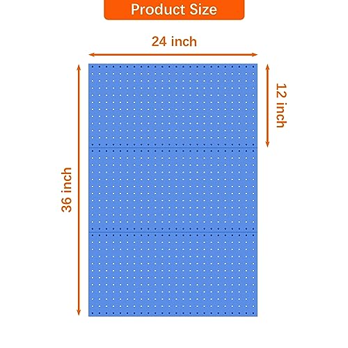 TORACK 3 PCS Metal Pegboard Panels(12x24 inch) for Wall Garage Utility Tools Storage Pegboard for Workbench, Modular Peg Board Tool Organizer Board Kit(Pack of 3, Blue) - Image 3