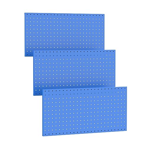 TORACK 3 PCS Metal Pegboard Panels(12x24 inch) for Wall Garage Utility Tools Storage Pegboard for Workbench, Modular Peg Board Tool Organizer Board Kit(Pack of 3, Blue) - Image 1