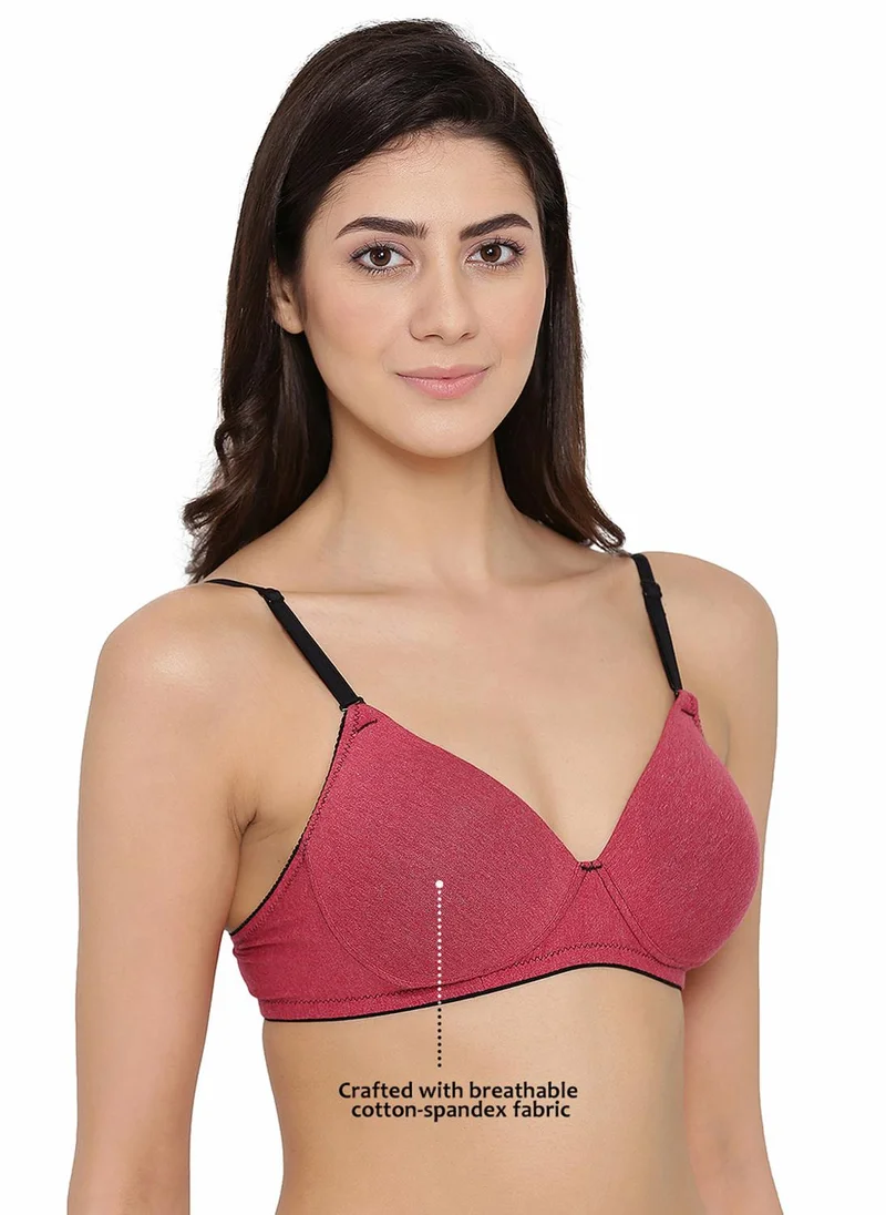 Clovia Pink Clovia Padded Non-Wired Full Coverage Multiway T-Shirt Bra in Dark Pink - Cotton for Women | Best Price UAE