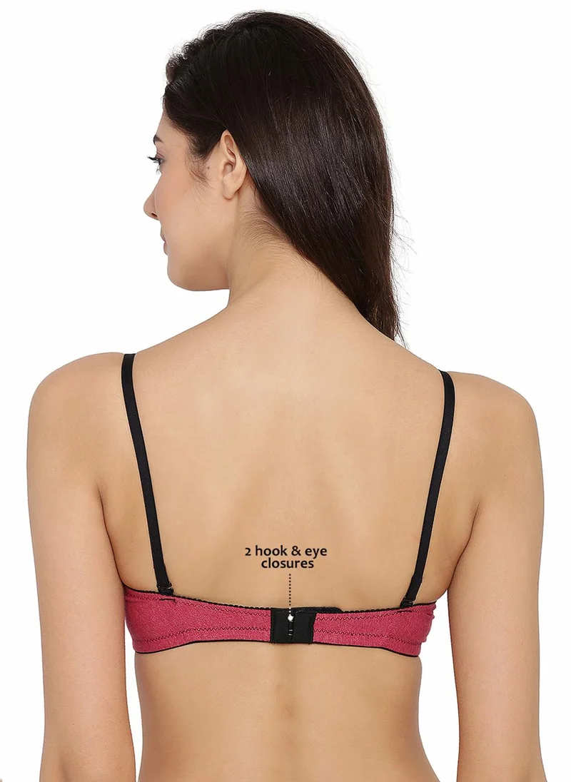 Clovia Pink Clovia Padded Non-Wired Full Coverage Multiway T-Shirt Bra in Dark Pink - Cotton for Women | Best Price UAE