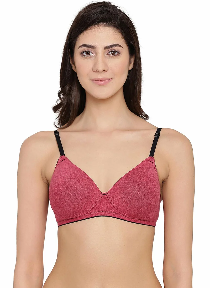 Clovia Clovia Padded Non-Wired Full Coverage Multiway T-Shirt Bra in Dark Pink - Cotton