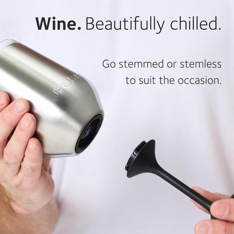 Huski Wine Tumbler 2.0 | NEW | Award-winning Design with Detachable Stem | Premium Stainless Steel Wine Glass with Lid | Triple Insulated Tumbler | 12oz Capacity | Great Gift (White) - Image 2