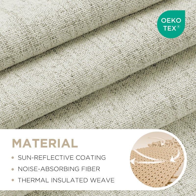 Joydeco Blackout Curtains for Bedroom - 100% Light Blocking 2 Panels Light Beige Drapes 66"W x 96"L, Thermal Insulated Room Darkening Curtains, Linen Textured for Living Room, Rod Pocket & Back Tabs - Image 2