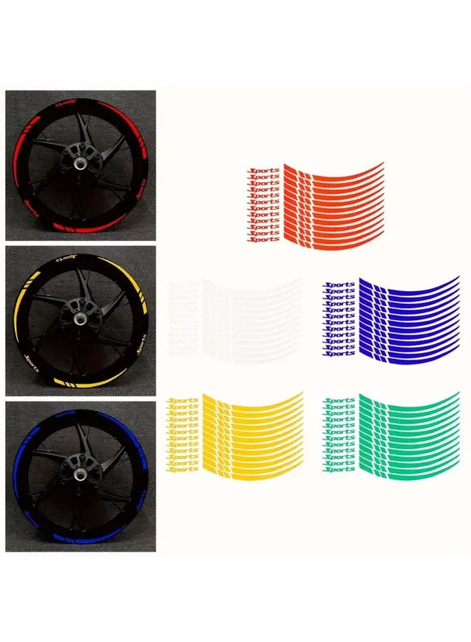 20 Yellow Reflective Car Motorcycle Wheel Stickers Self Adhesive Geometric Pattern Vinyl Decals Matte Finish Automotive Decorative For Plastic Glass Surfaces - Image 1