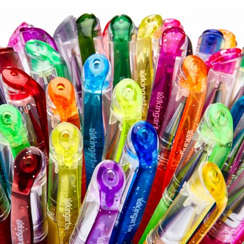 KINGART GLITTER Rollerball GEL PENS, 30 Sparkling Colors with Soft-Grip Comfort, XL Ink Cartridge - For Coloring, Doodling, Scrapbooking, Journaling and General Use, All Ages, 30 Pens - Image 5