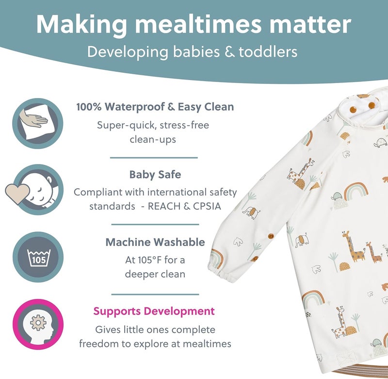 BIBaDO Long Sleeve Baby Bibs - 2 Pack - Image 4