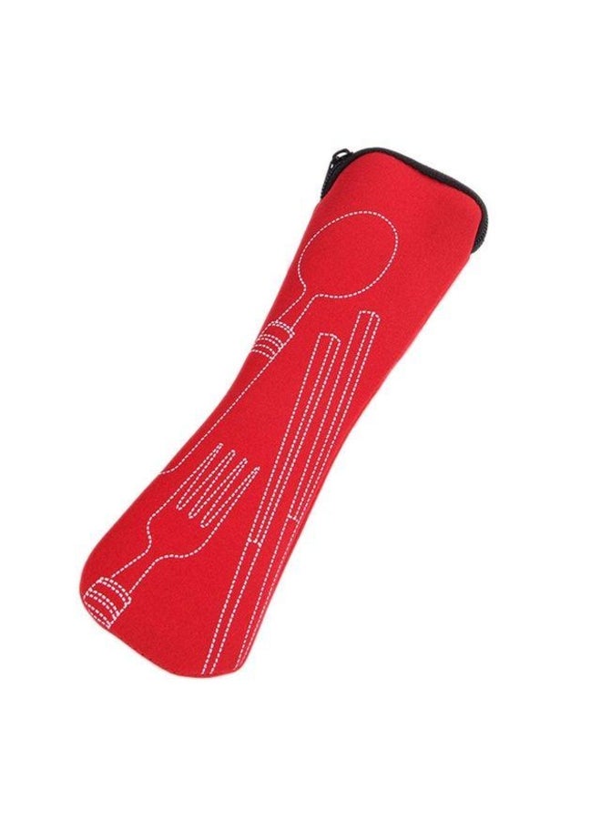 New Portable Pillow Bag Knife Fork Chopsticks Bag Soft 1Pc Air Cotton Zipper Travel Cutlery Bag Storage Supplies