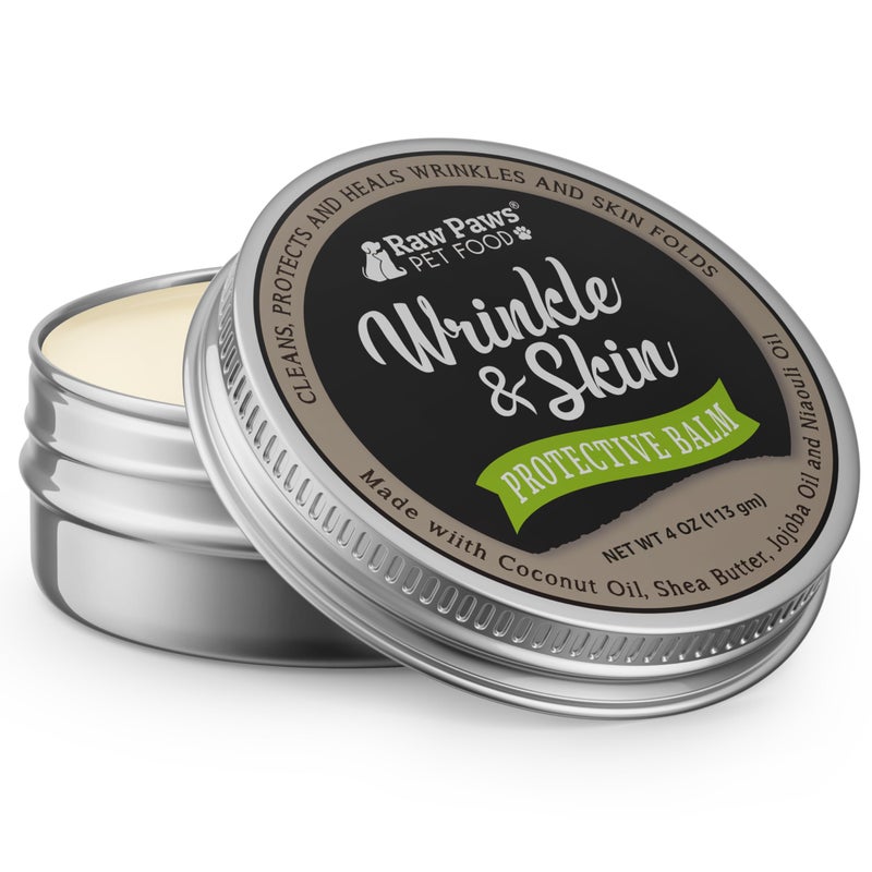 Raw Paws Wrinkle Skin Balm Value Size 4Ounce Natural Wrinkle Balm for Dogs Paste for Bulldogs Dog Cream for Face Skin Fold Care for Dogs Dogs Tail Pocket Cleaner Dog Healing Ointment