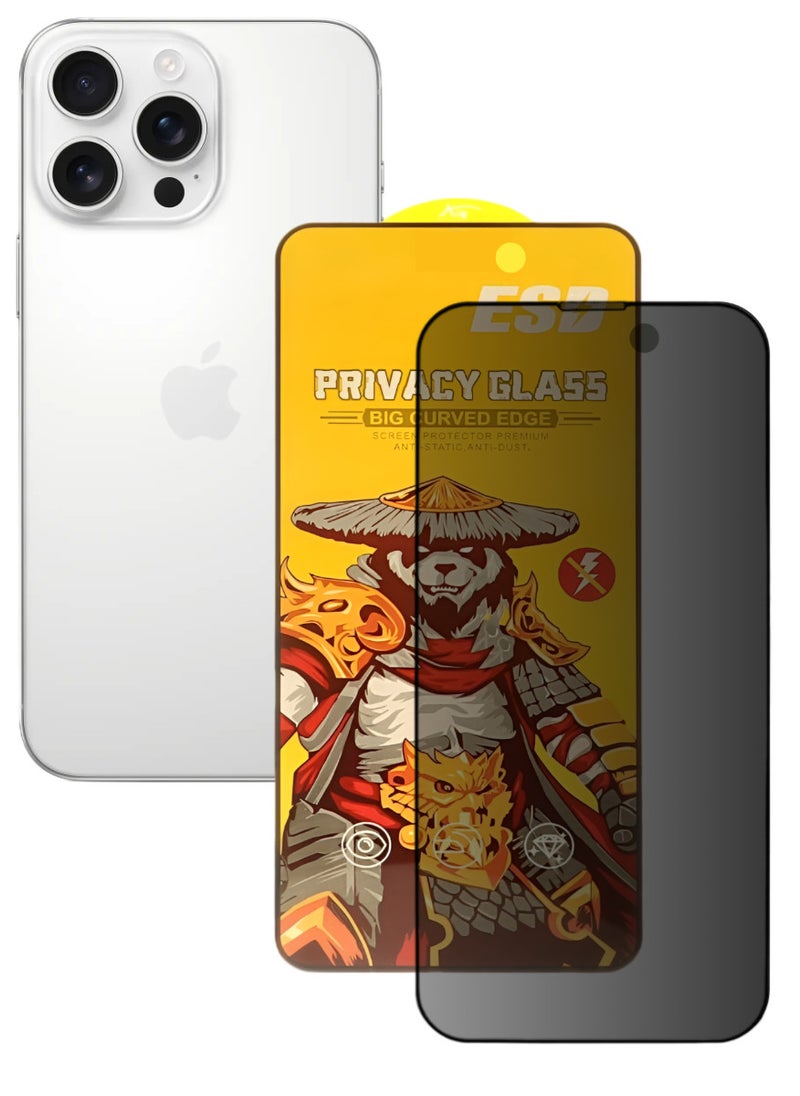 ESD Tempered Dustproof Privacy Glass Screen Protector Compatible For iPhone 16 Pro - Image 1