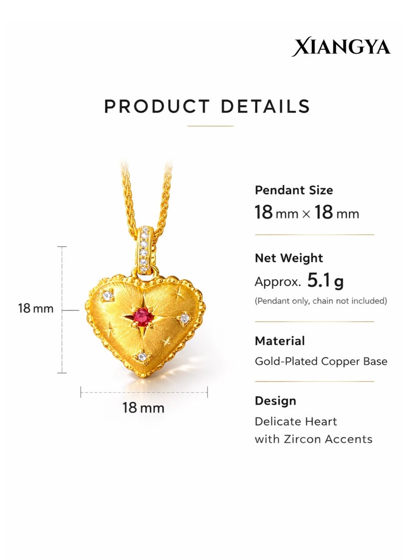 XIANGYA Gold Heart Pendant Necklace for Women, Double-Sided Zircon Heart Necklace, Elegant Gold Plated Jewelry Gift for Ladies - Image 5