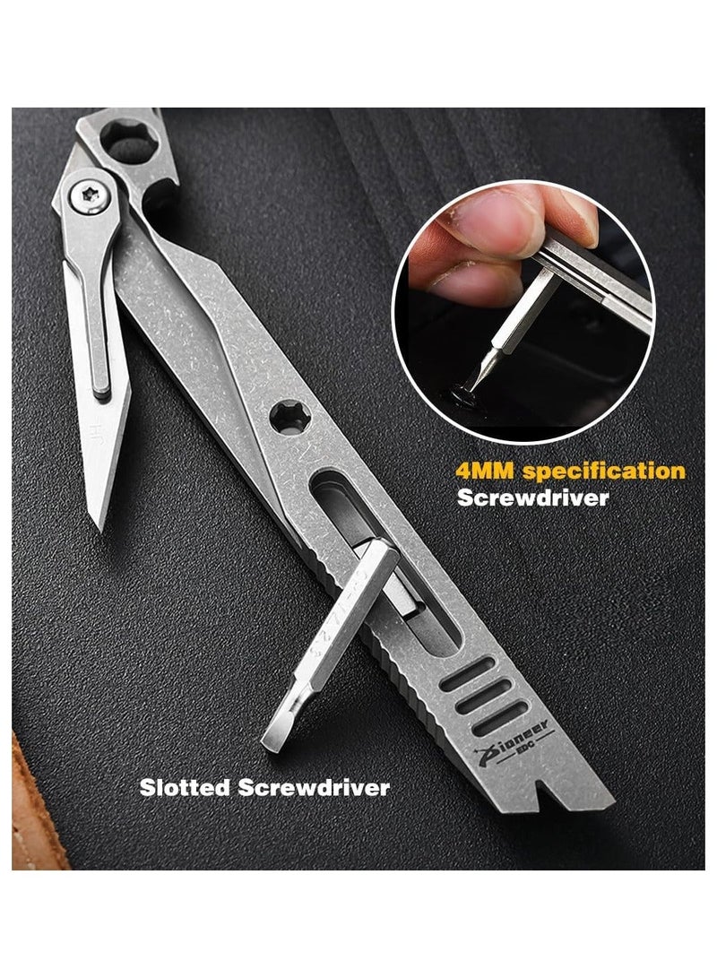 EDC Pry Bar Multitool, Titanium Edc Prybar Tool, Pocket Pry Bar Keychain, Multitool Bottle Opener, Box Cutter Screwdriver Outdoor Camping Utility Knife Emergency Tool  - Image 5