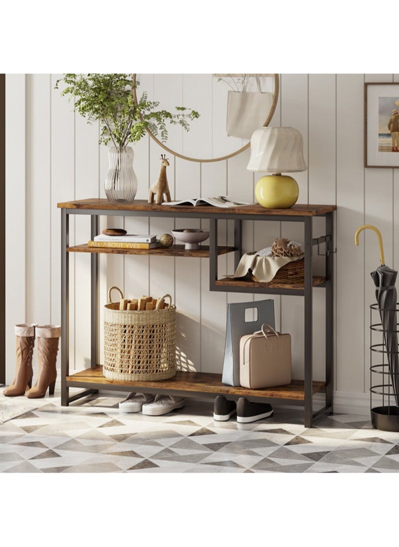 Console Table with 4 Layer Storage Shelves Entryway Side Table for Living Room Office Home 120*30*90cm