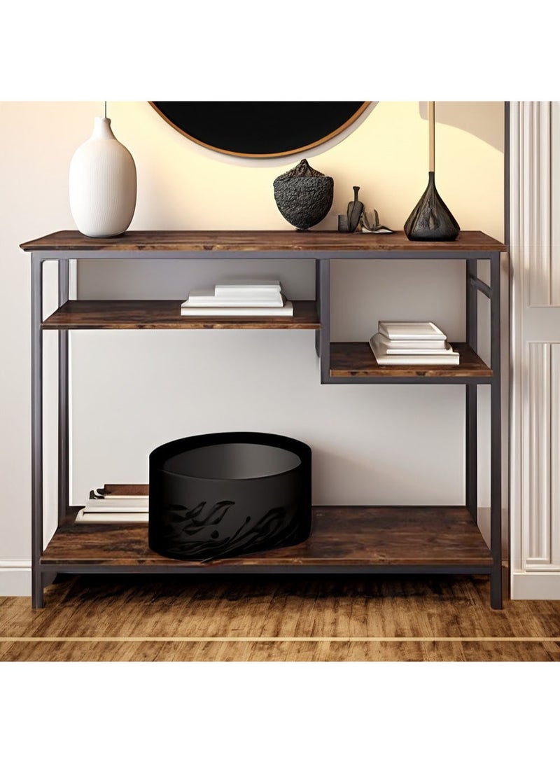 AGD Console Table with 4 Layer Storage Shelves Entryway Side Table for Living Room Office Home 120*30*90cm - Image 3