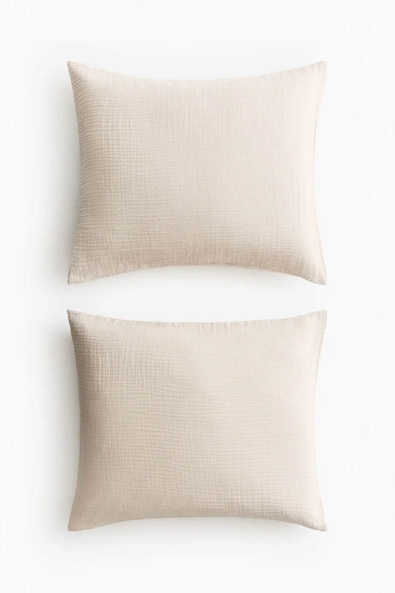 H&M 2-pack cotton muslin pillowcases