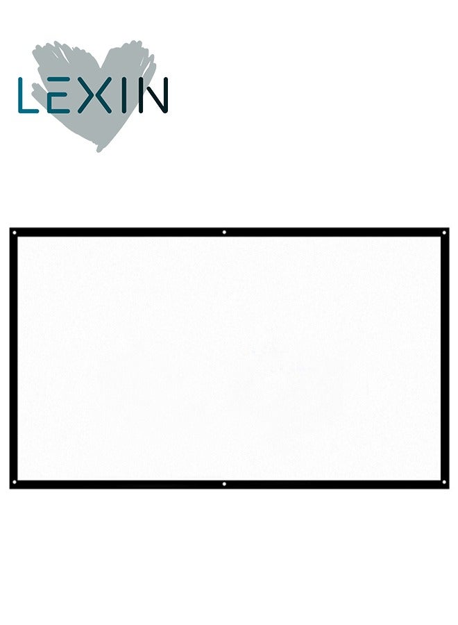LEXIN 150 Inch Portable Foldable Non-Crease Projector Curtain Projection Screen 16:9 White - Image 1