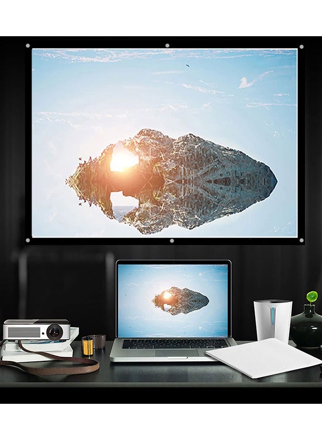 LEXIN 150 Inch Portable Foldable Non-Crease Projector Curtain Projection Screen 16:9 White - Image 4