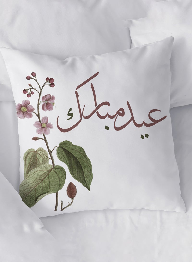 LOWHA Polyester Pillowcase Cushion Cover with Eid Mubarak with Flowers Design - Image 2
