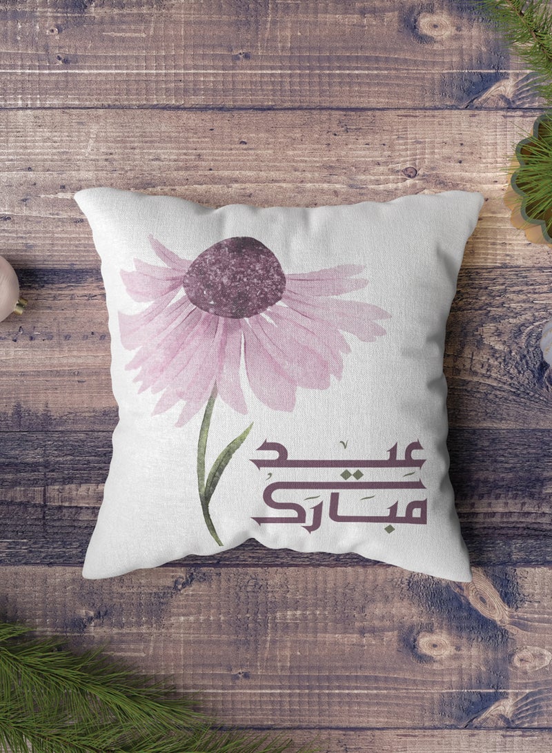 LOWHA Polyester Pillowcase Cushion Cover with Eid Mubarak with Flowers Design - Image 4