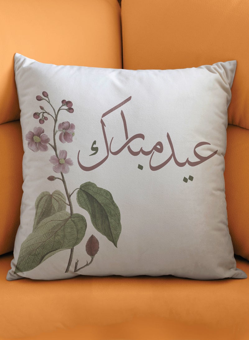 LOWHA Polyester Pillowcase Cushion Cover with Eid Mubarak with Flowers Design - Image 3