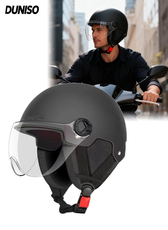 DUNISO Helmet for Electric Bike,Electric Scooter Helmet,Highly Protective Shock Absorbing Half Scooter Helmets,with Ear Protection,Drop Resistant,Adjustable Head Circumference,for Scooters,Mopeds,Mountain Bikes,Road Bikes - Image 1
