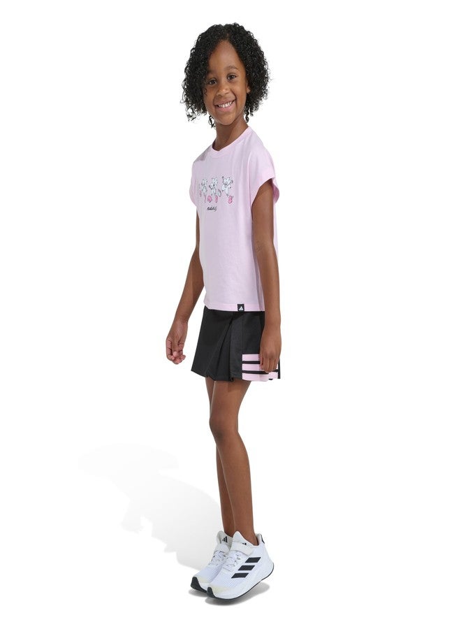 adidas Baby Girls 2-Piece Box Tee & Pleated Skort Set Pink/Black 18M - Image 2