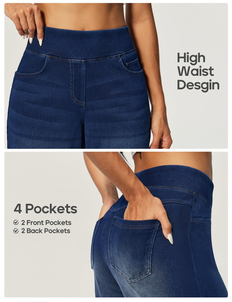 Heathyoga Wide Leg Jeans Woman High Waist Pull On Baggy Jeans for Women Stretchy Jean Pants Straight Leg Denim Pants Petite - Image 4
