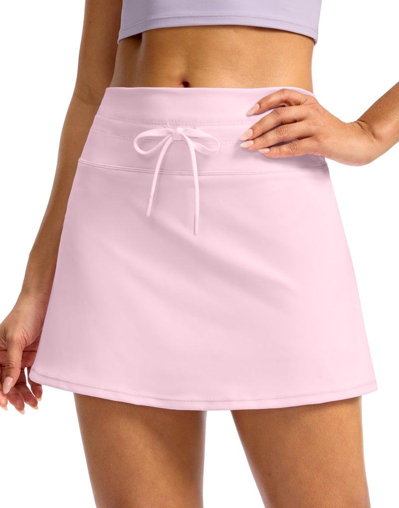 Soothfeel Tennis Skirts for Women High Waisted Golf Skirt Pickleball Running Casual Athletic Skorts for Woman with Pockets, Pink, M - Image 1