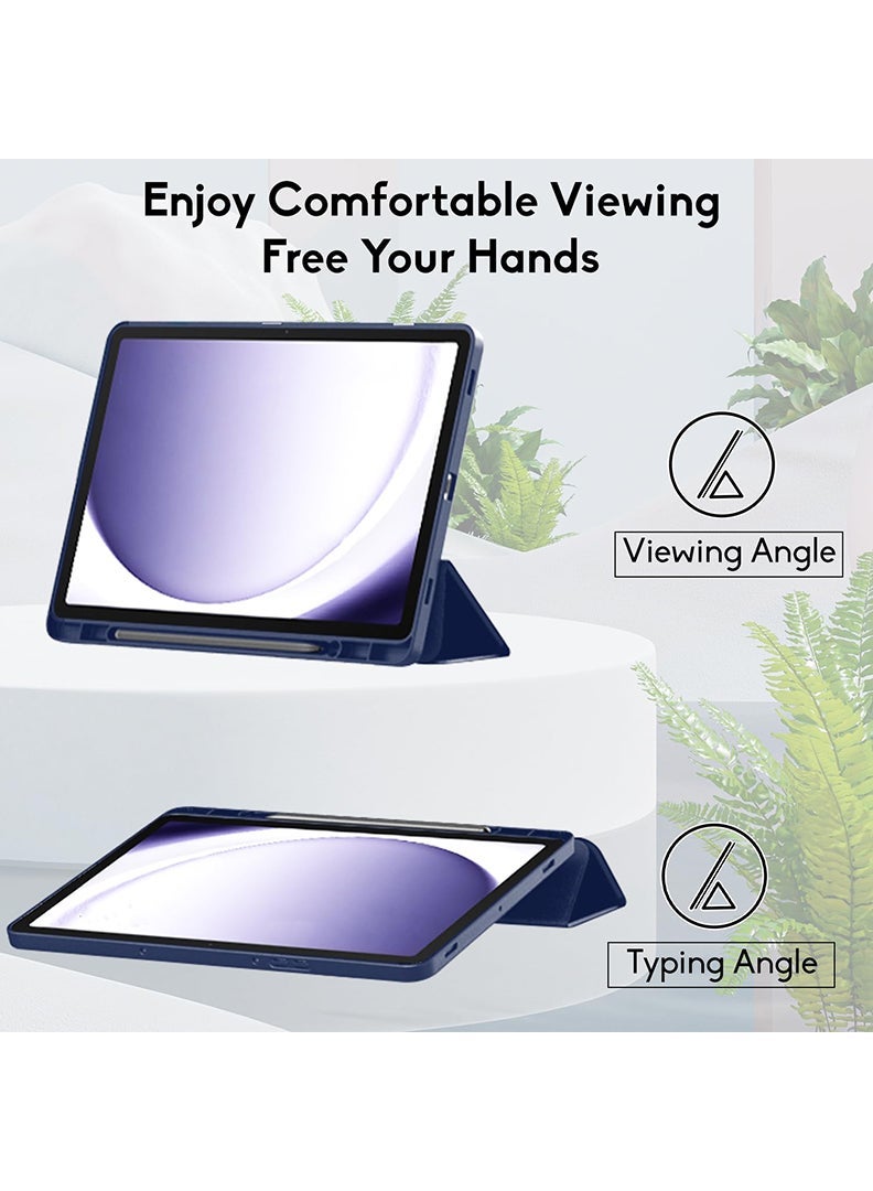 Theodor Case For Samsung Galaxy Tab A9+ / A11+ 11 Inch Case – Slim Trifold Smart Cover with Pencil Holder, Soft TPU Back, Auto Wake Sleep, Shockproof Protective Case – Navy - Image 5