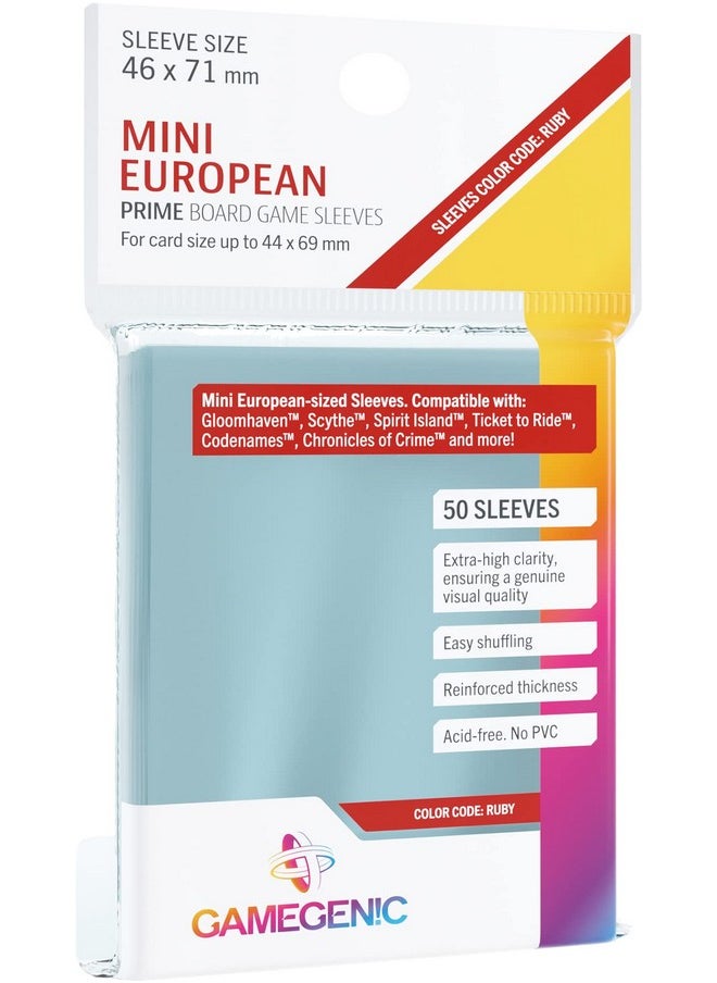 Gamegenic Prime Board Game Sleeves ; Pack Of 50 Extraclear Sleeves ;46 By 71 Mm Card Sleeves Optimized For Use With Mini European Card Games ; Premium Card Protection ; Ffg Ruby Color Code ; Made By Gamegenic  - Image 2