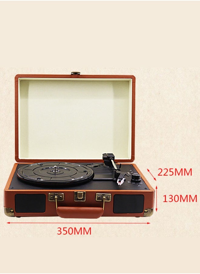 Record Player Vinyl Record Player 3-Speed Wireless Bluetooth Suitcase Portable Belt-Driven Record Player with Built-in Speakers RCA Line Out AUX in Headphone Jack Vintage Turntable Brown