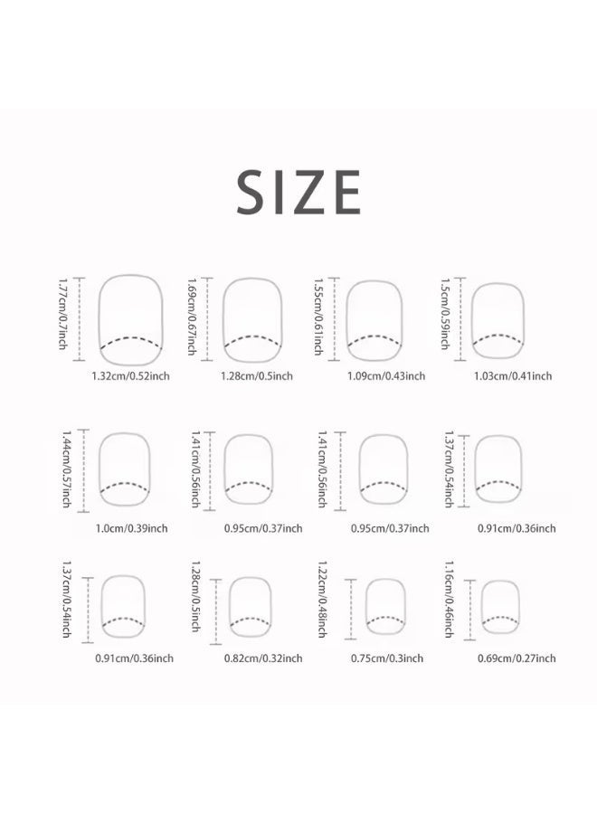 Goolsky 24 fake nails Four seasons dark striped flowers short square nails - Image 4