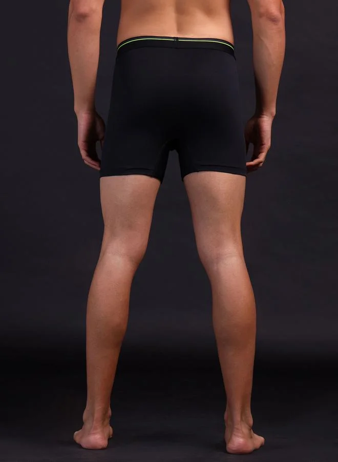 Technosport Technosport Black Solid 4-Way Stretch Trunks