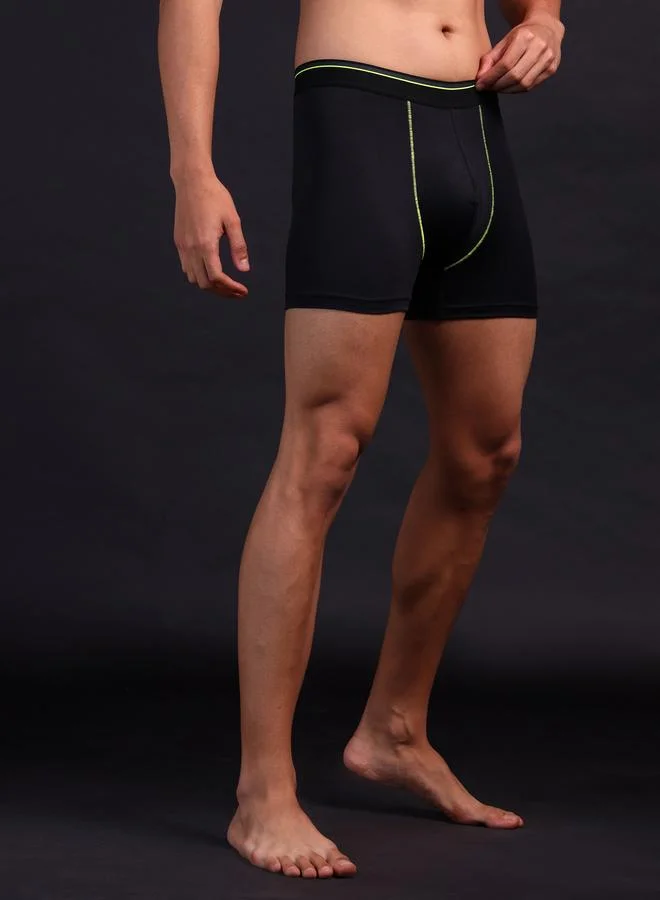 Technosport Technosport Black Solid 4-Way Stretch Trunks