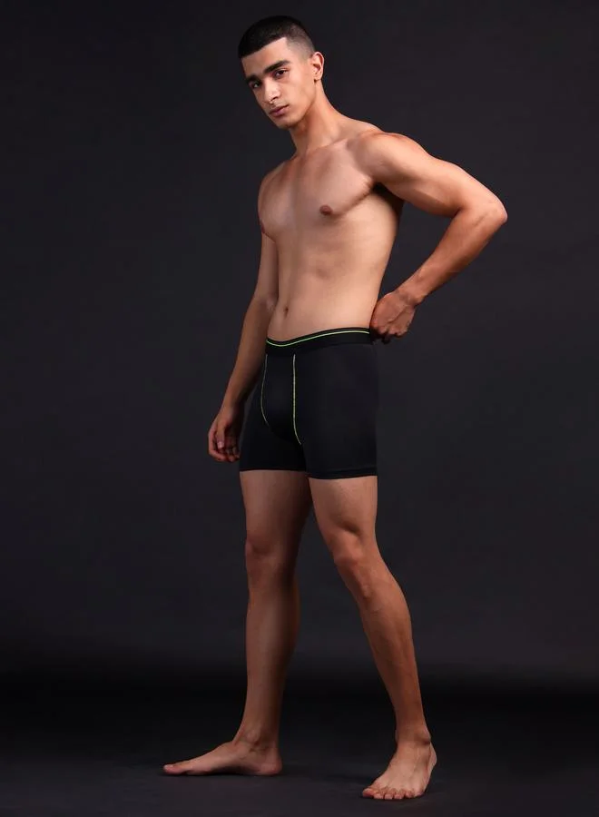 Technosport Technosport Black Solid 4-Way Stretch Trunks